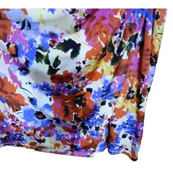 Lauren Ralph Lauren Dress Multi Floral/ Pull On / Ruched Faux Wrap/size 10 - Picture 7 of 9